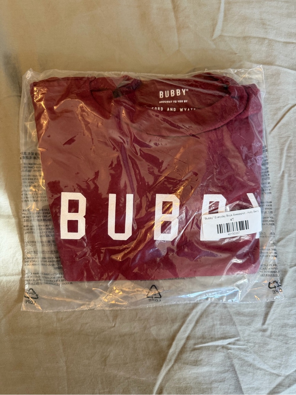 Little Bipsy Bubby Maroon Sweatshirt with White Logo
